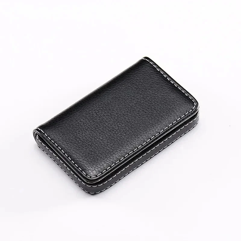 1pc PU Leather Business Card Holder with Magnetic Buckle Slim Pocket Name Card Holder Large Capacity Portable Credit Card Case