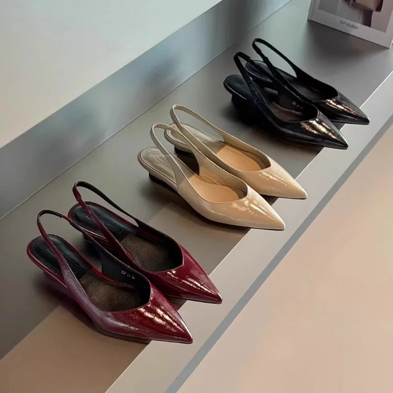Designer Summer Cover Toe Slip on Women Sandals Concise Low Heel Shoes Elegant Office Ladies Slingbacks Mules Pumps - view 2