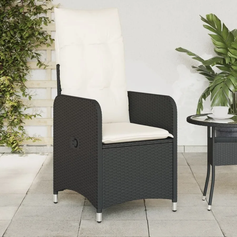 

Reclining Garden Chair Set of 2 Black PE rattan Regular