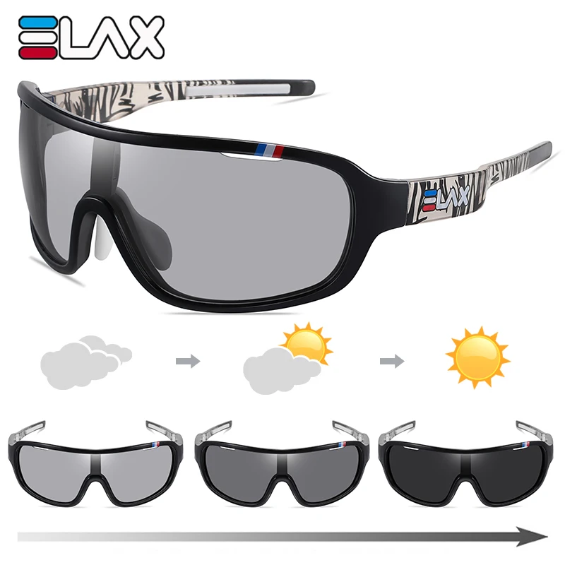 ELAX Brand New Men Women Mtb Photochromic Cycling Glasses Bicycle Eyewear New Bike Sun Goggles Sports Sunglasses