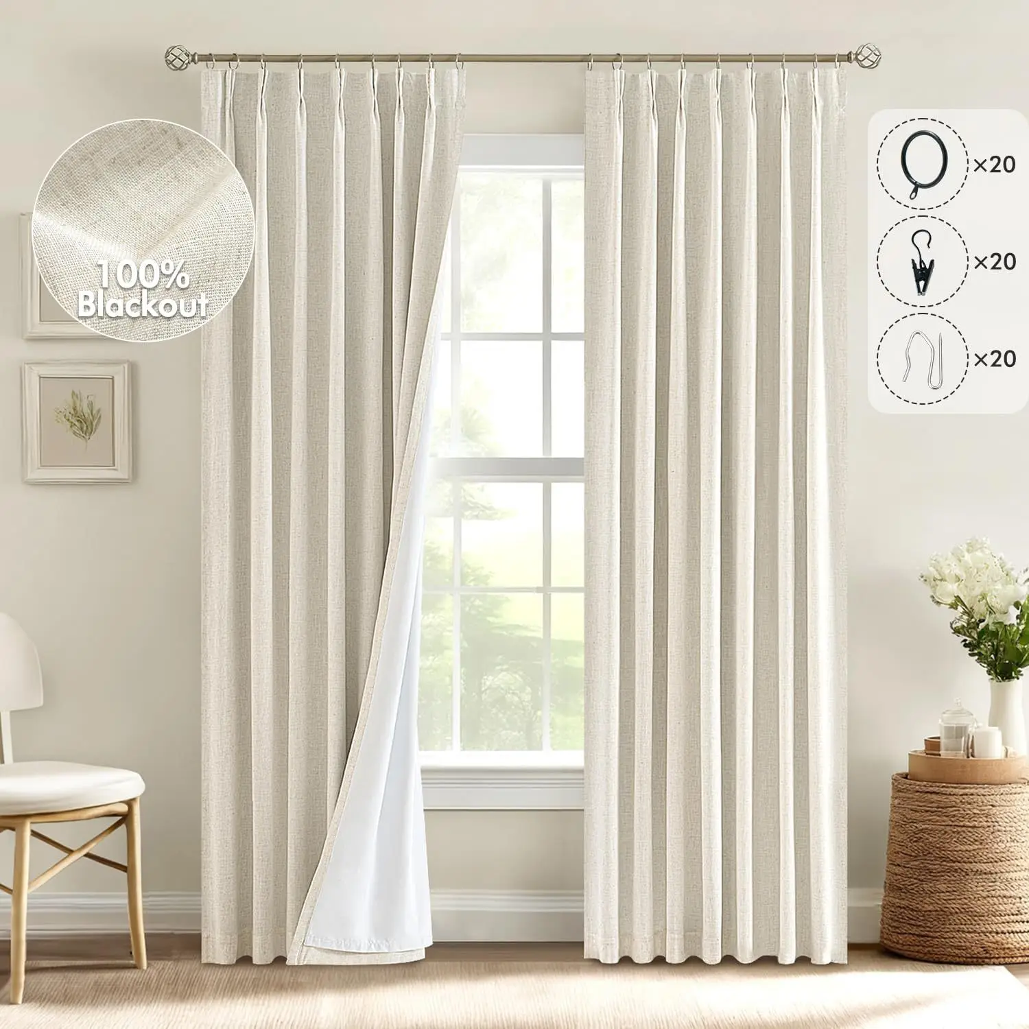 

UI536-Full blackout double layer white curtains