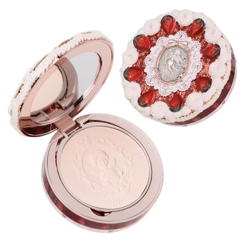 Flower Knows Strawberry Cupid Collection Pressed Powder Mineral Makeup Powder Foundation With Concealer & Finishing  makeup