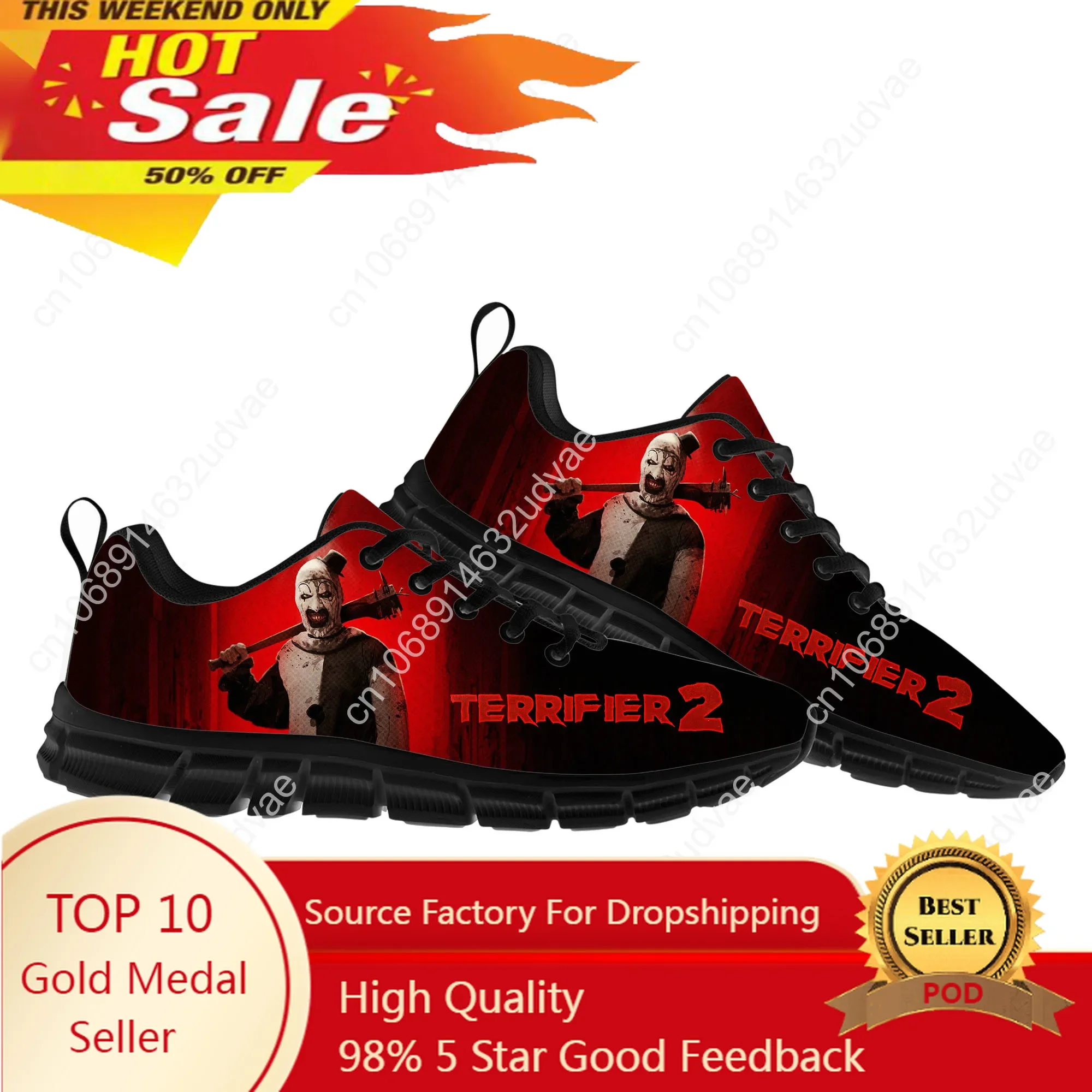 

Terrifier Clown Halloween Sports Shoes Mens Womens Teenager Sneakers Parent Child Sneaker Customize Couple Shoe