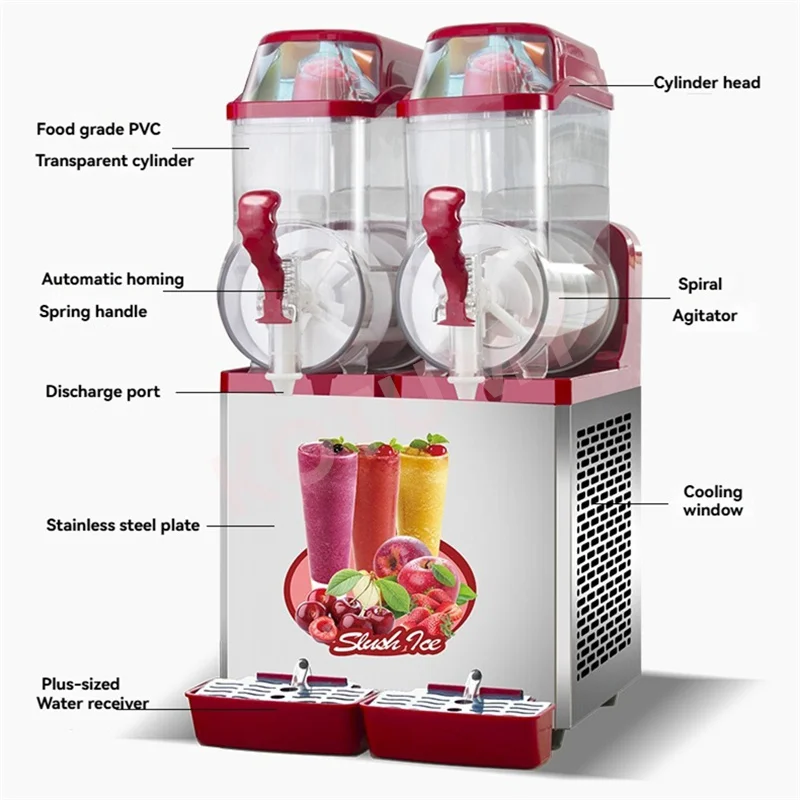 

Double Cylinder Snow Melting Machine Commercial Cold Drink Snow Mud Machine Smoothie Snow Granule Juice Beverage Machine