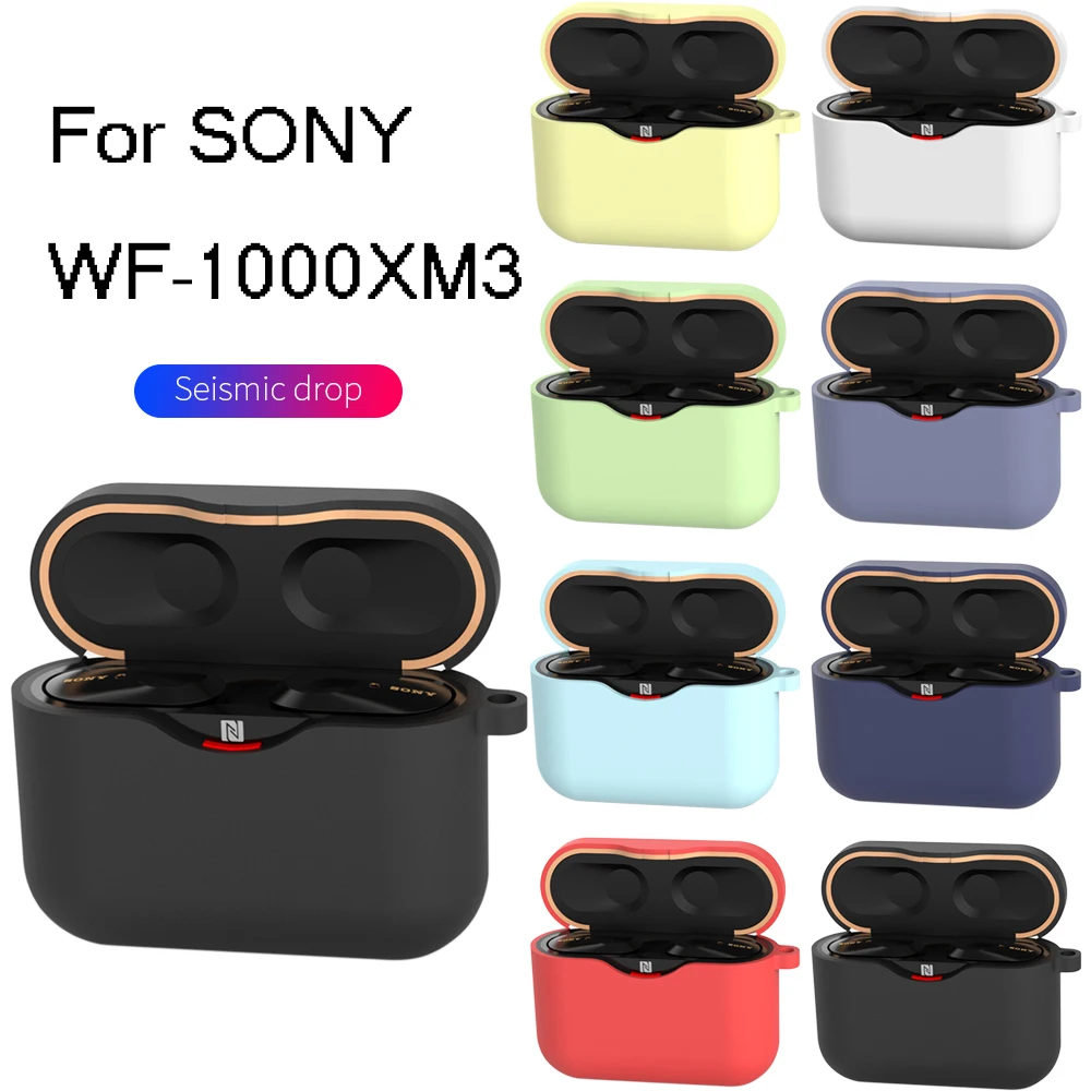 سماعة سيليكون علبة لسوني WF-1000XM3 سماعة شحن صندوق لسوني WF 1000XM3 واقية مع هوك المضادة للصدمات