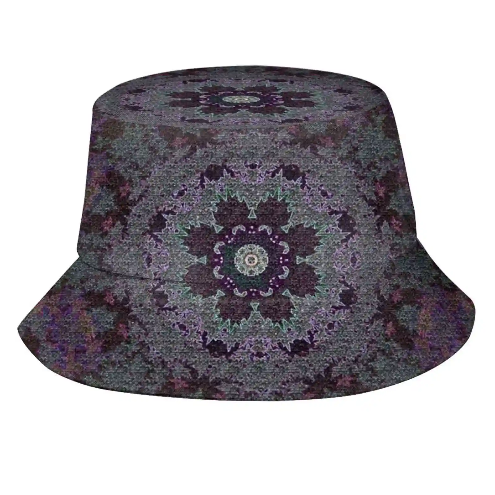 Purple Design Sun Cap Fisherman Hat Bucket Hats Circular Wallpaper Texture Purple Dark Pattern Mandala Kaleidoscope Symmetry