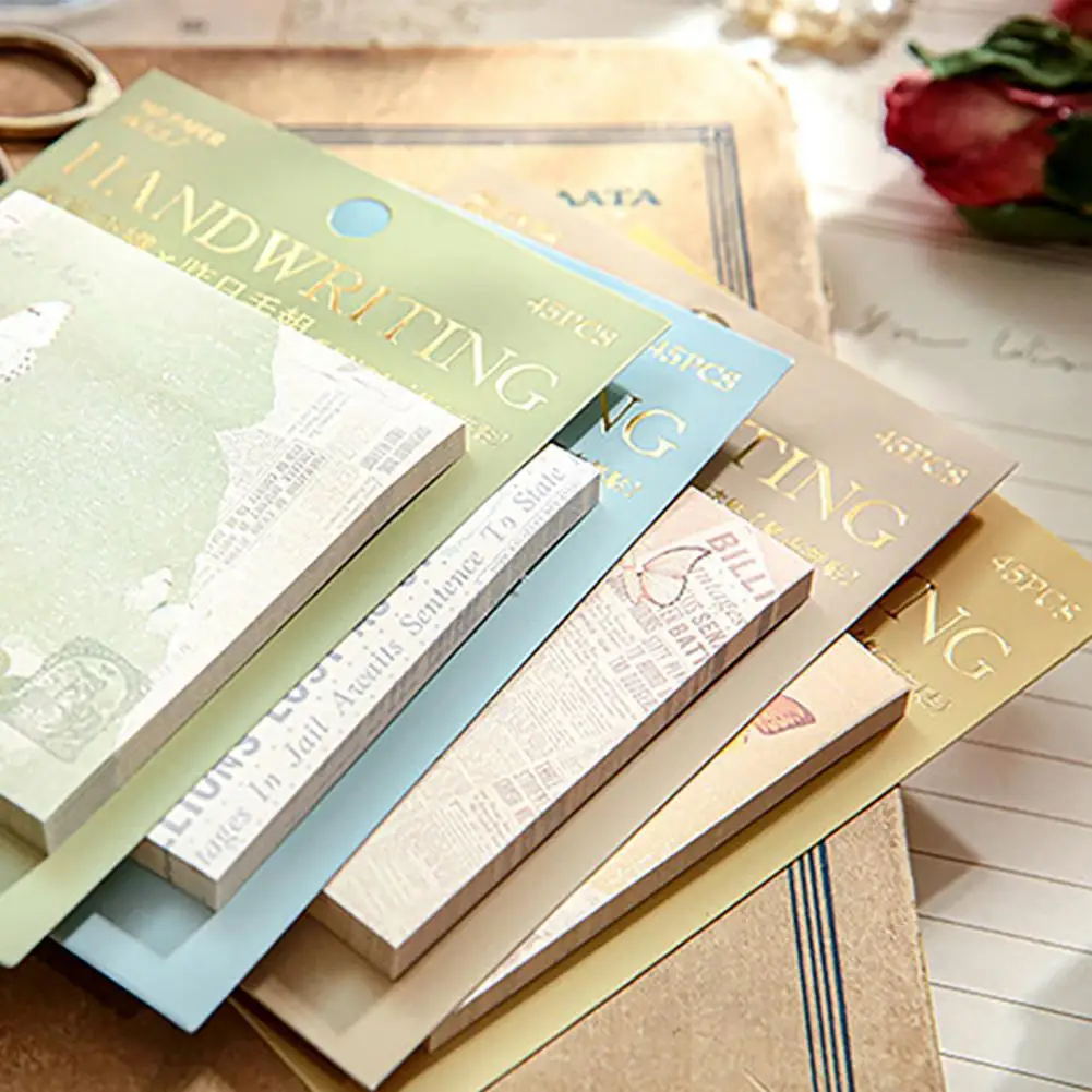 Elegant Stamped Butterflies Pattern Sticky Notes Vintage Hand Writing Paper Report Series Simple Memo Convenience Stickers