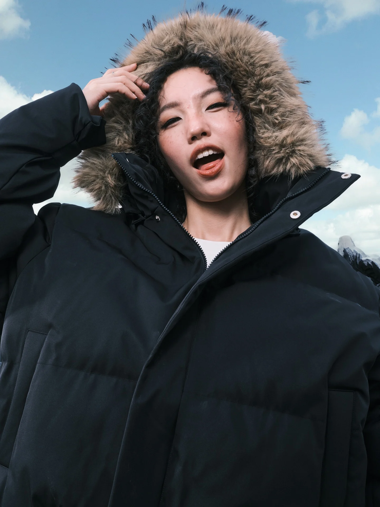 

Nuthink American Retro Cotton Jaet Bread Sle Thi Warm Coat for Men And Women with Fur Collar Casual Youth Faion