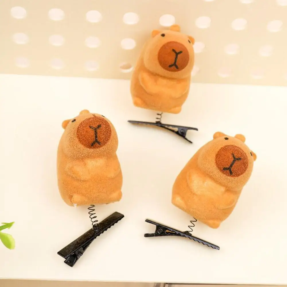 Cartoon Funny 3D Kapibala Plush Hairpin Fashion Animal Lovely Capybara Hair Clip Accessories Headwear Hair Styling Gift