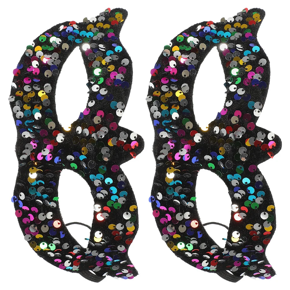 

2Pcs Sequined Masquerade Mask Pointed Style for Halloween Party Carnival Prom Ball Costume Mask Carnival Masks for Adults