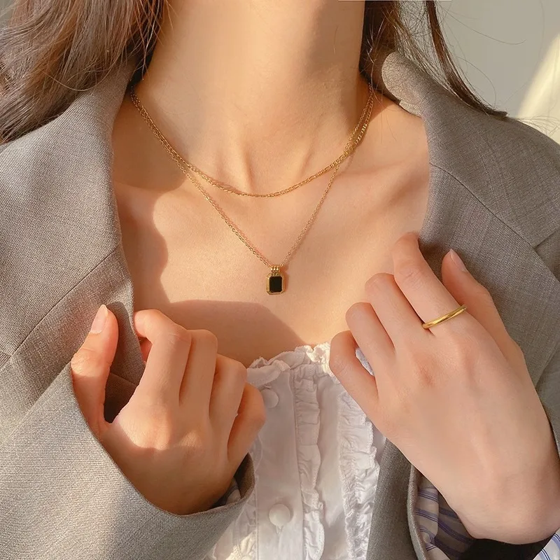 Anime Cannon Cold Wind Double Layer Necklace 2024 New Female Light Luxury Niche Hip Hop Decorative Collarbone Chain Sweater