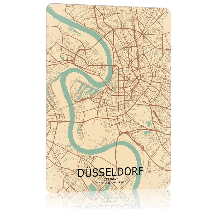 ديزيلدورف خمر خريطة تين تسجيل ملصق معدني غرفة نوم الديكور الألعاب تخصيص علامات معدنية لجدار الفن الديكور رجل الكهف