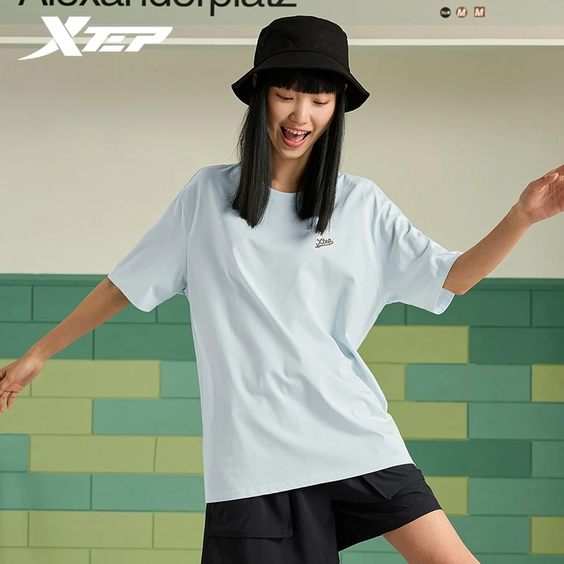 Xtep Short Sleeve Knitted Shirt For Men And Women 2024 Summer Normcore Unisex T-shirt Soft Comfortable Outdoor Tops 876227010162