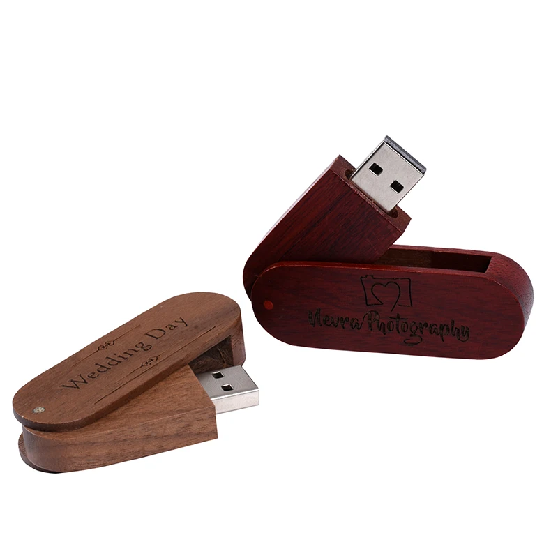 Free Custom Logo Wooden USB 2.0 Flash Drive Portable Photography Gift Pen Drive Real Capacity With Key Chain Memory Stick 64GB
