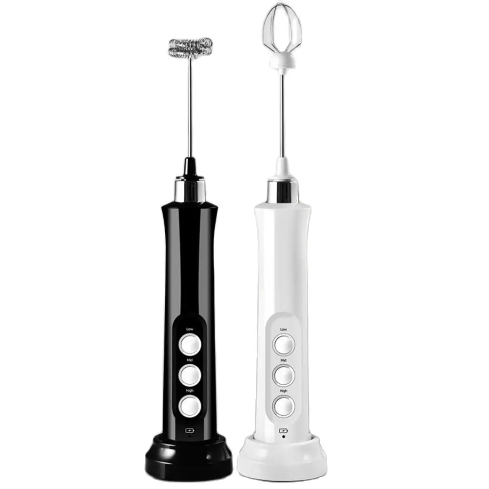 Electric Milk Foamer 3 In 1 Egg Beater Portable Handheld Frother USB Rechargeable Foam Coffee Mixer High Speeds Frothing Wand