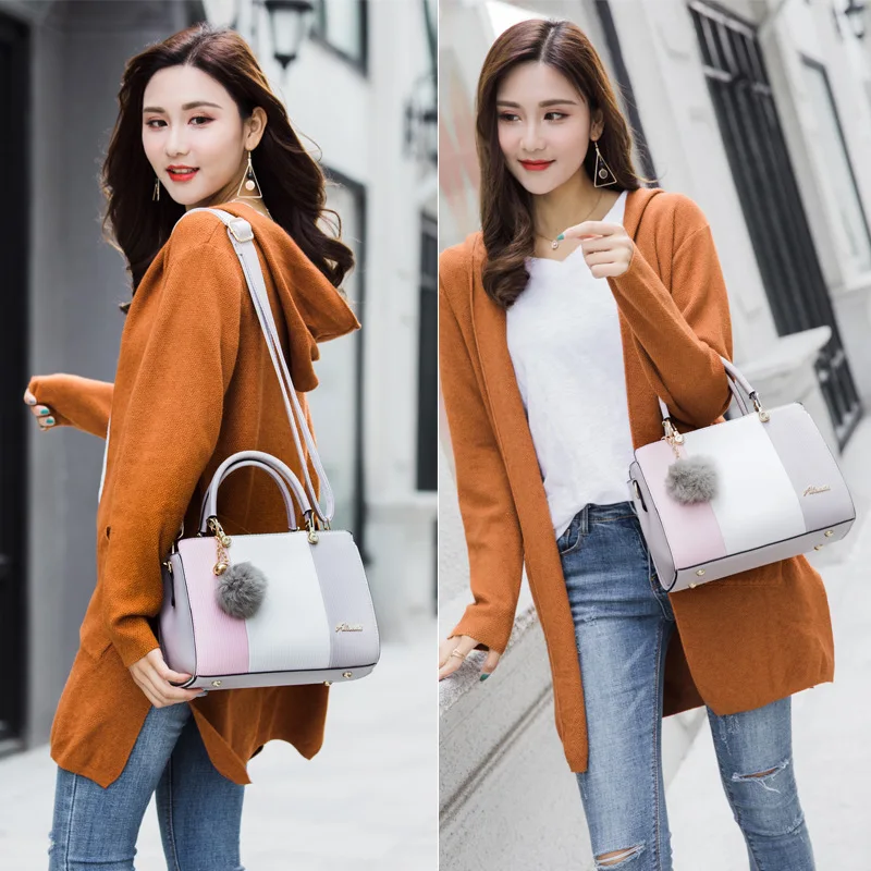 2022 Spring and Summer New Women's Bag Plush Pendant One-shoulder Messenger Bag Cute Macaron Color Matching Shoulder Bag