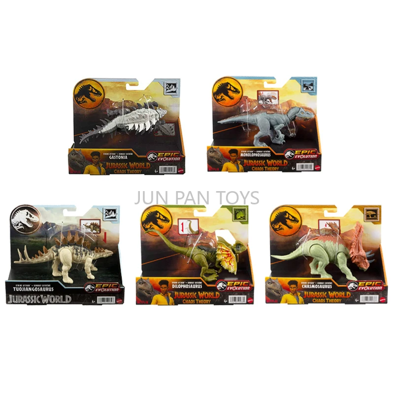 Jurassic World Strike Attack Chaos Theory Monolophosaurus Tuojiangosaurus Gastonia Dilophosaurus Chasmosaurus Action Figure 1pc