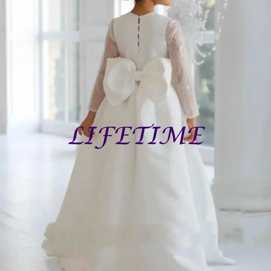 Customized Yellow Flower Girl Dress with Sequins Full Sleeves Knee Length for Wedding Birthday Party First Communion Little Girl