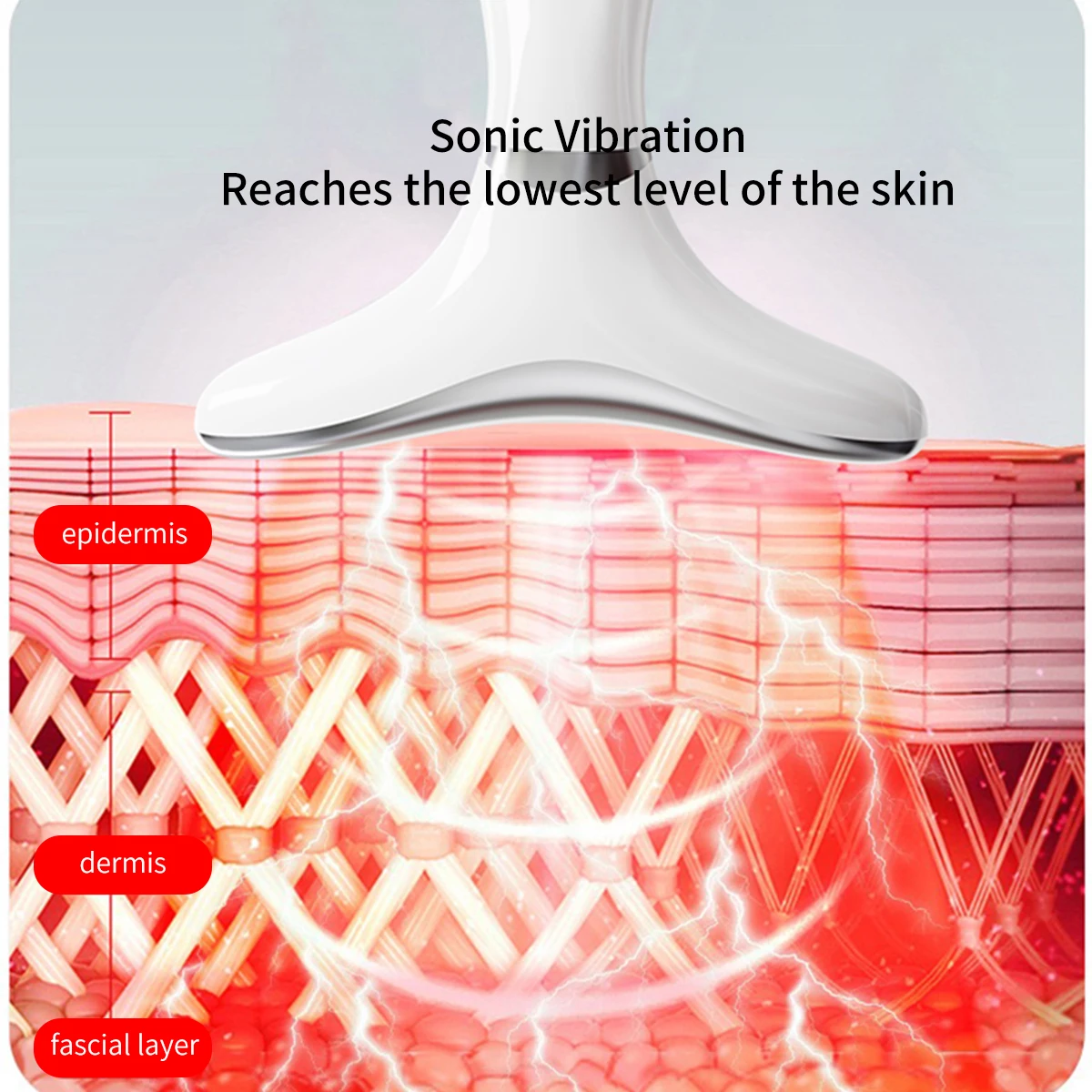 Neck Massager Beauty Device with Vibration EMS Microcurrent Heating and 3 Color Light Therapy for Lifting Tightening Care