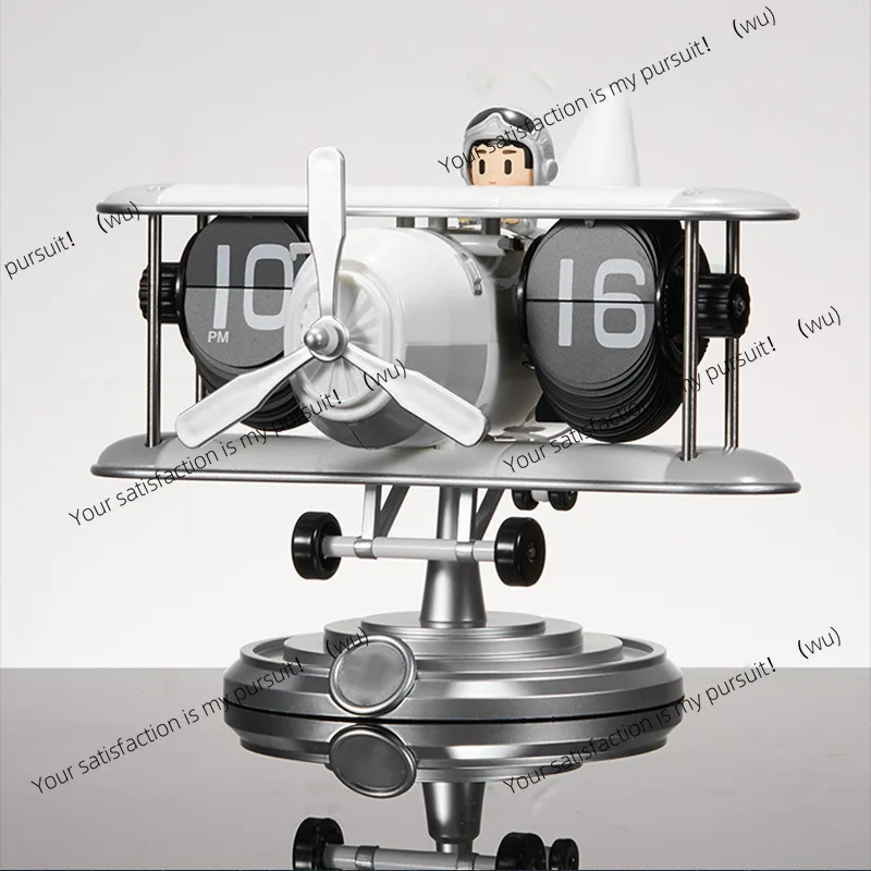 German aircraft page turning clock desktop automatic mechanical pendulum clock creative aircraft modeling  decoration