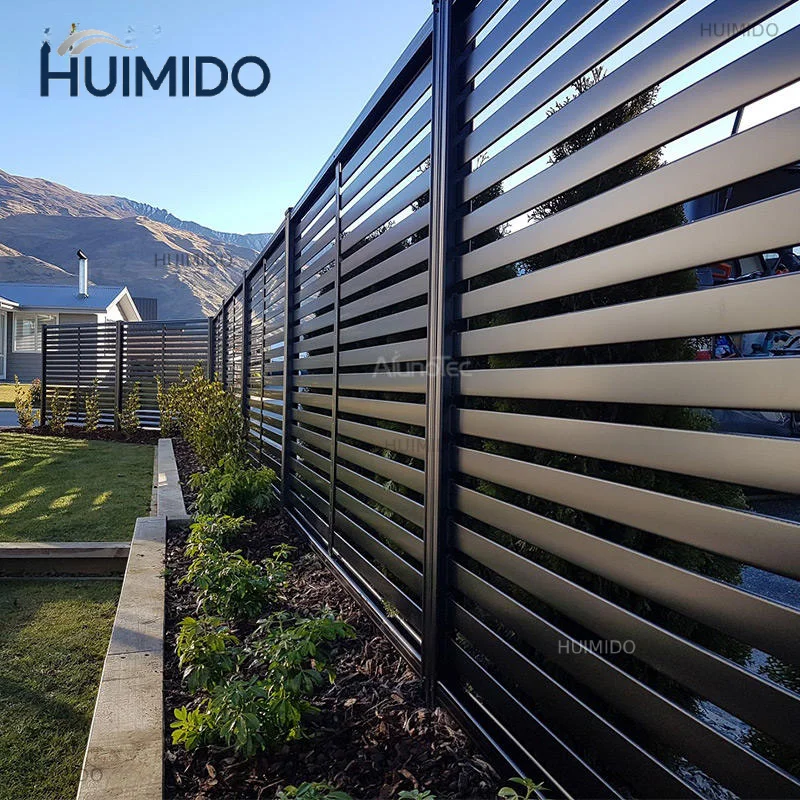 Decorative anti climb outdoor Garden Aluminum Privacy Fence outdoor Horizontal Slat Fence panels