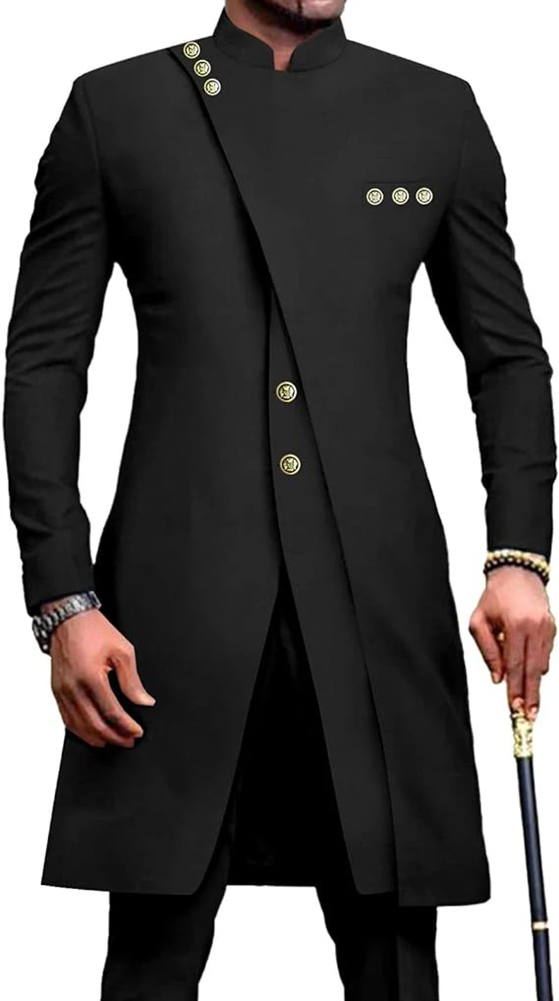 

African Suits for Men Slim Fit Single Breasted Blazer and Pants Set Business Dress Suit Party Wedding