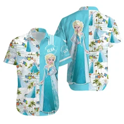 Elsa Frozen Floral Hawaiian Shirt Men Women Short Sleeve Shirt Disney Princess Elsa Hawaiian Shirt Summer Beach Shirt