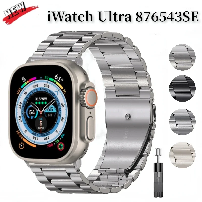 

Metal Strap for Apple Watch Band Ultra/2 49mm 9 8 7 45mm 41mm Stainless Steel Wristband iWatch 6 5 4 SE/2 44mm 40mm 10 46mm 42mm