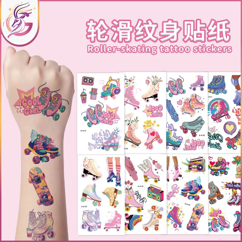 

Roller Skating Tattoo Stickers Kids Cute Fashion Party Arm Disposable Tattoo Stickers