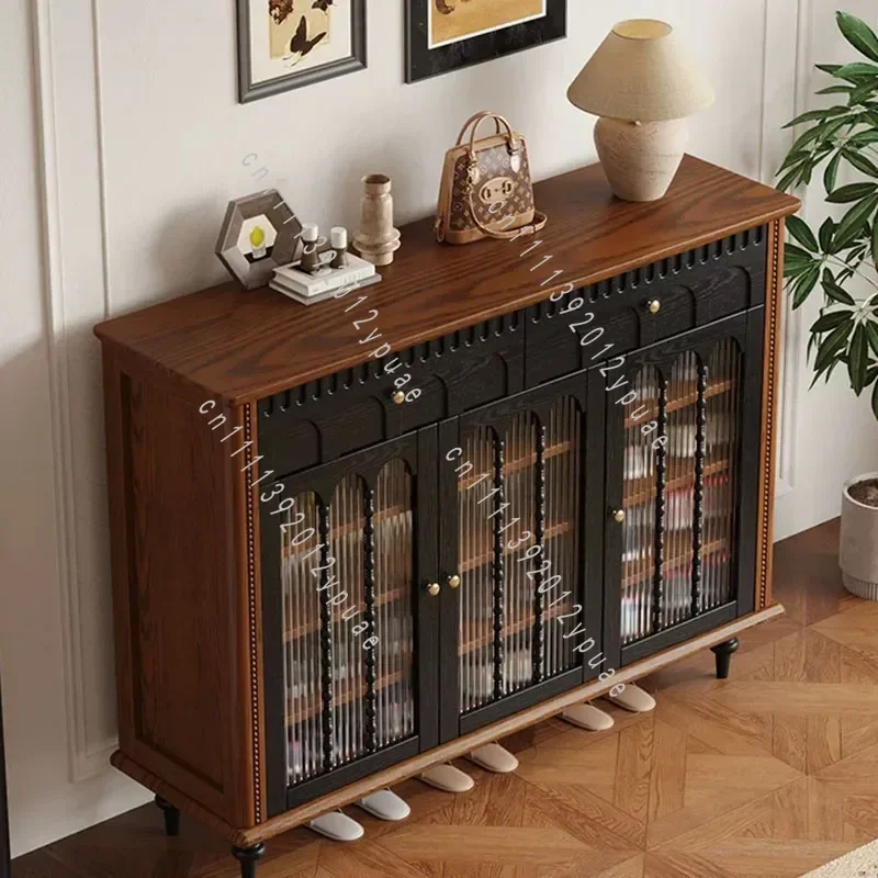 Nordic Luxury Wooden Shoe Cabinet, Space Saving Shoe Storage Organizer, Entryway Shoe Shelf
