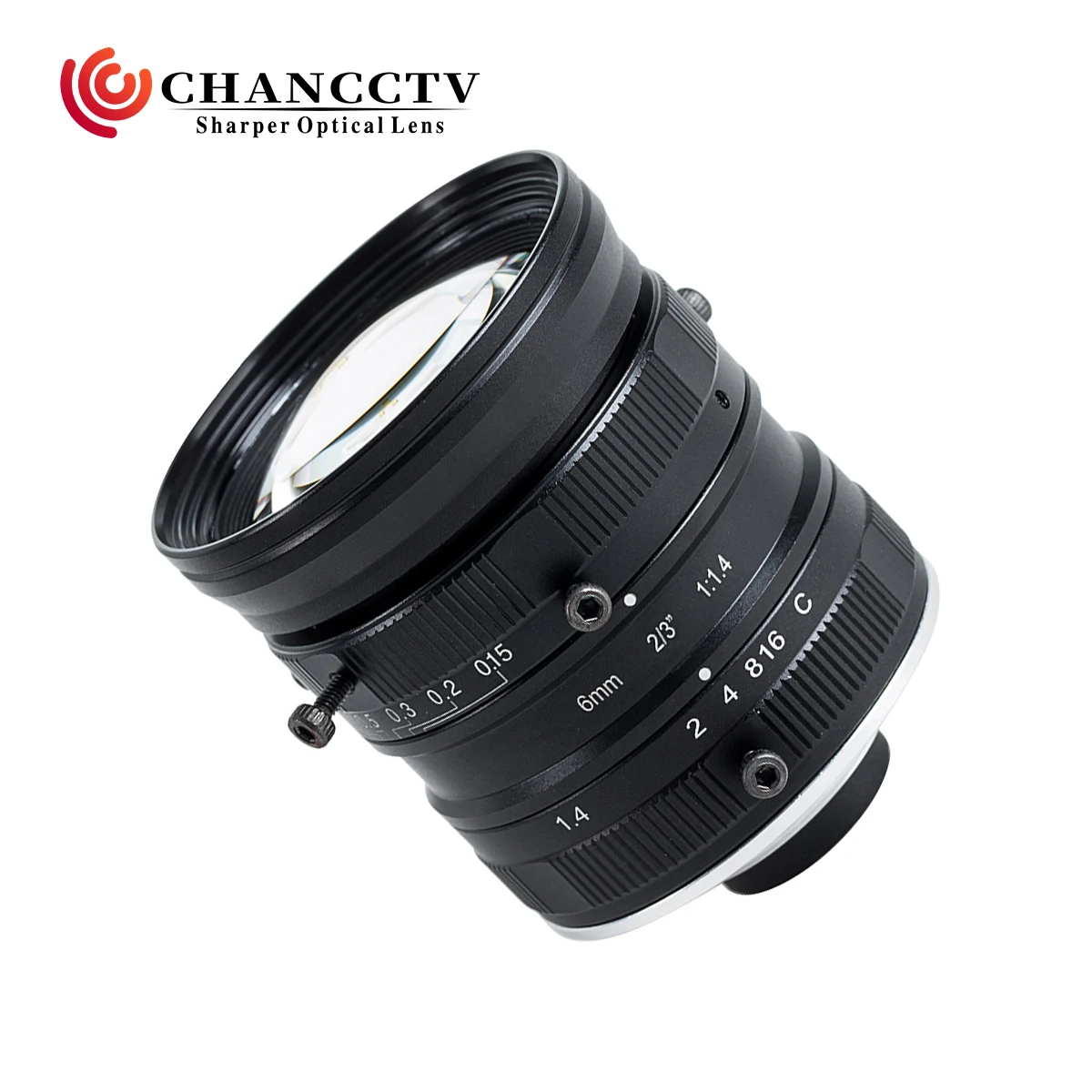 CH677A 6mm  F1.4-16 5MP CS-Mount Fixed Iris Manual Focus Machine Vision Lens 57.6/73.5 Angle View Distortion 0.1m M.O.D
