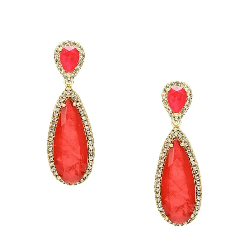 

2026 NEW Gumi Fashion Trend Color Cubic Luxury Ear Woman Vintage Pear Pendant Color Bow Earrings ROBOTD