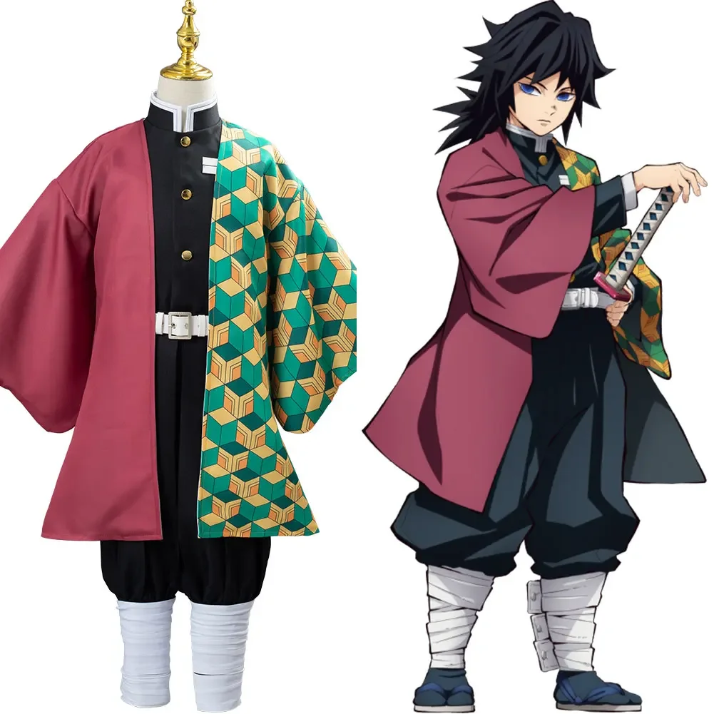 

Kids Anime Kimetsu No Yaiba Tomioka Giyuu Cosplay Costume Halloween Performance Uniform Outfits