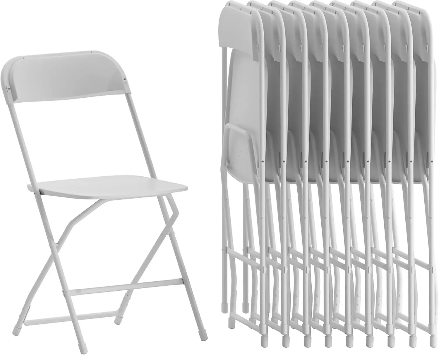 Furniture Plastic Folding Chairs for Parties and Weddings, Stackable Commercial Event Seats, Set of 10