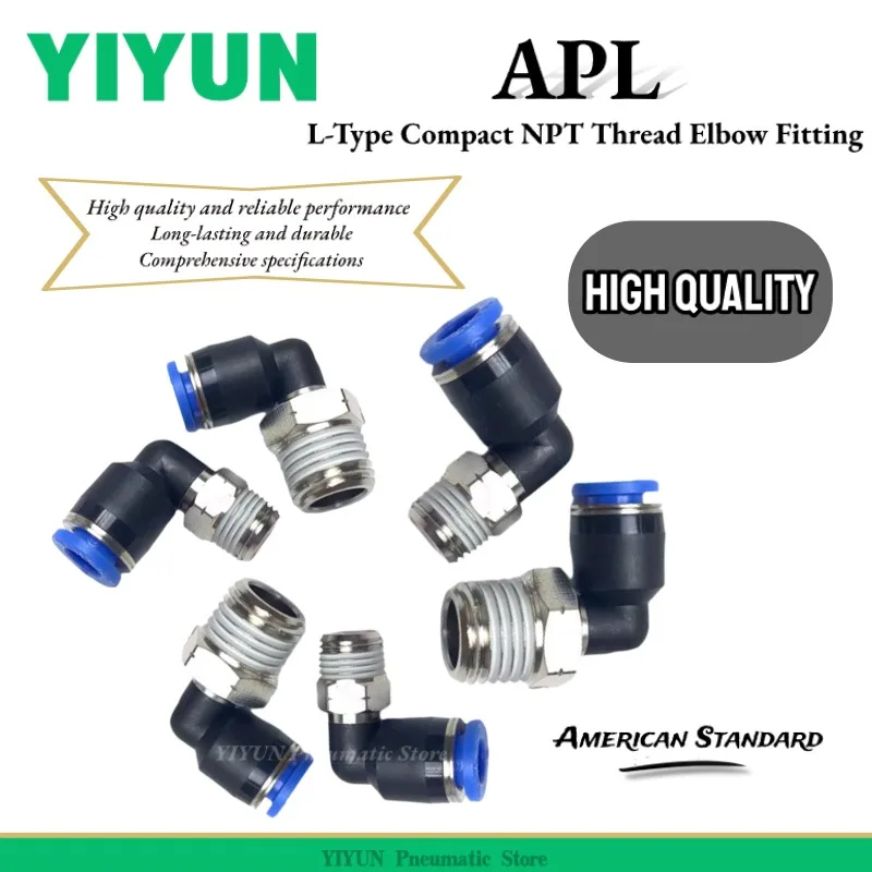 

50PCS American Standard L-Type Compact NPT Thread Elbow Fitting APL06/04-N01[NPT1/8] APL06 3/8-N02[NPT1/4] APL series YIYUN