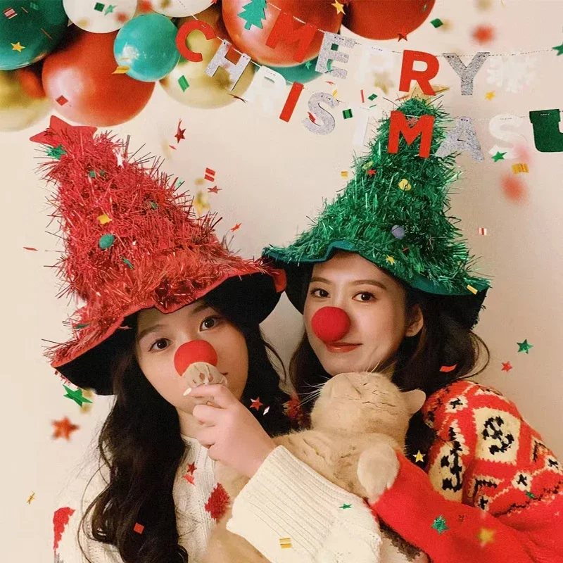 Lovely Christmas Tree Hat Cosplay Props Xmas Party Festival Performance Photoshooting Family Matching Store Home Decoration