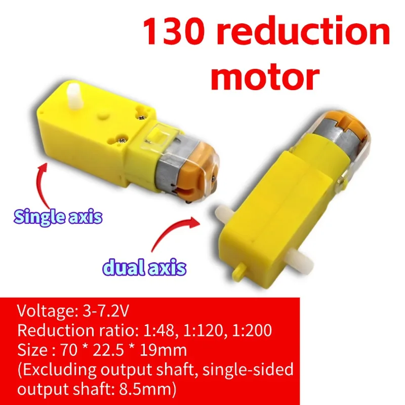 Single axis and double axis TT Motor 130 RPM Micro Gear Motor for DIY Robot Model, Small Production DC Motor