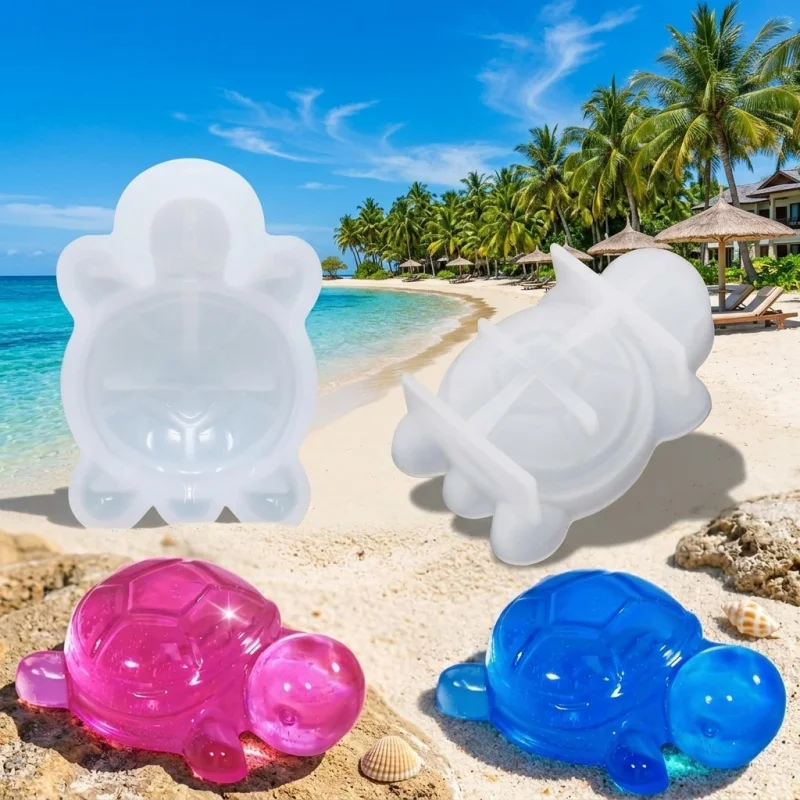 2er-Set niedliche Mini-Schildkröten-Silikonformen, 3D-Meerestier-Thema, Epoxidharz-Gießform, geeignet für DIY-Epoxidharz, Ton, C