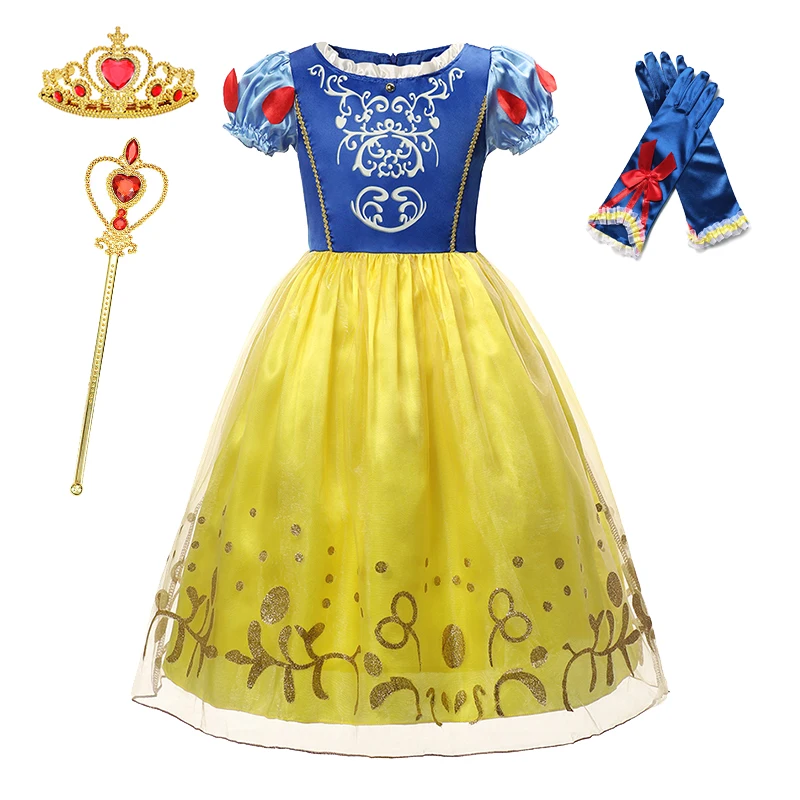 2024 Disney Girls Rapunzel Princess Dress Cinderella Snow White Aurora Sofia Cosplay Costume Children Birthday Party Clothings