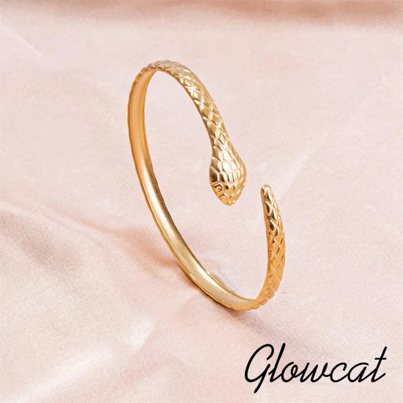 

Glowcat A Winding Snake Bracelets Bangles For Women Men Accessories Gold/Silver Color Stainless Steel Bracelet Fashion Jewelry