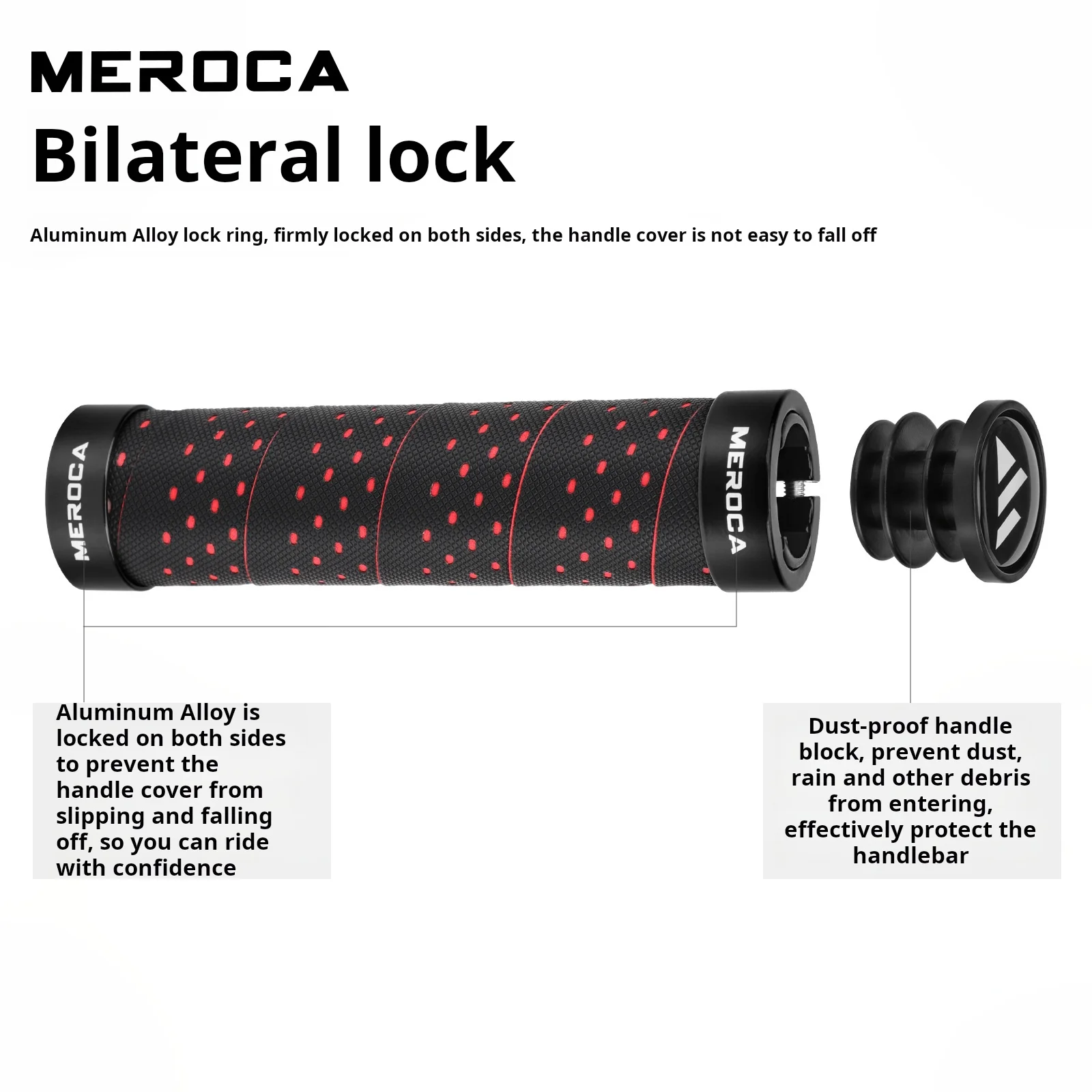 MEROCA Bilateral Lock Non-slip Steering Wheel Cover Bicycle Handle Bar Grips MTB Mountain Bike Cover