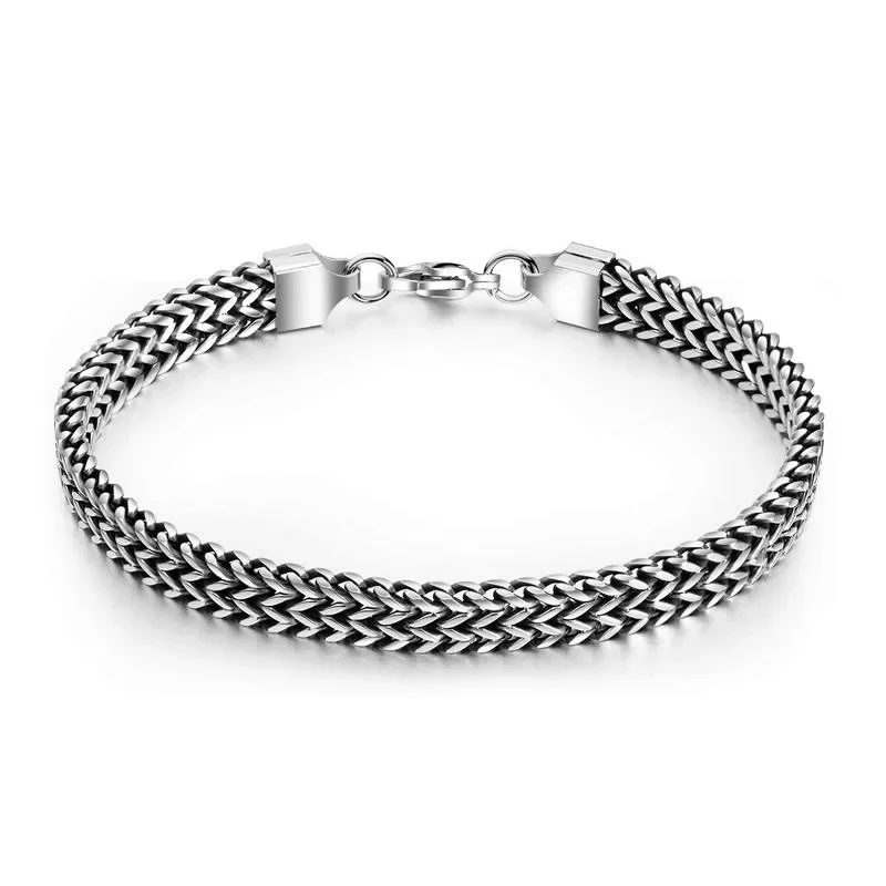 Fashion Bali Foxtail Chain Bracelet for Men Double Link  Bracelets Wrist Stainless Steel Boy Male Jewelry Father Gift