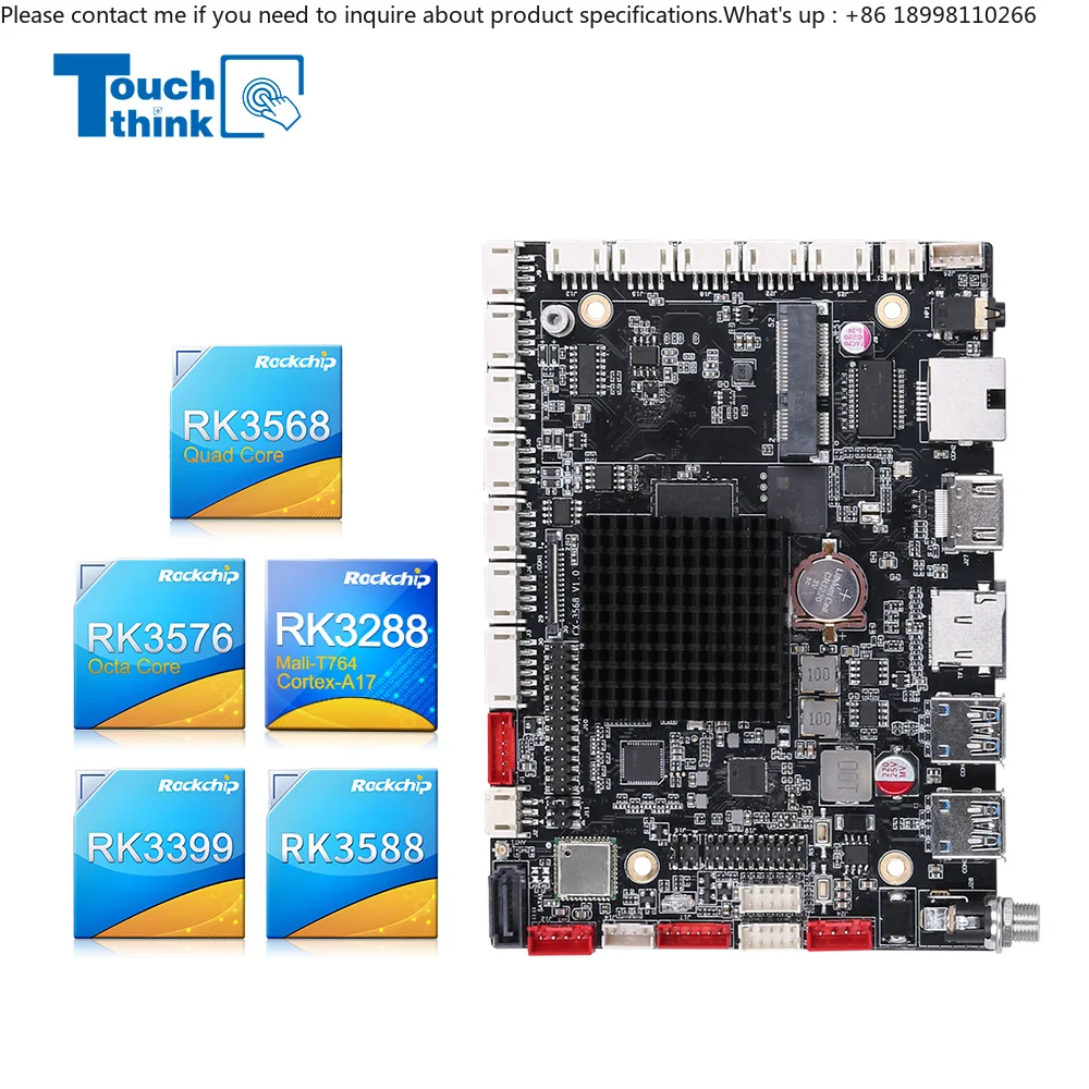 RK3588 /3568 Android 12 Motherboard 8K Video 6Tops NPU AI Edge Computing Board with LVDS EDP HD Cable for Digital Signage Kiosk
