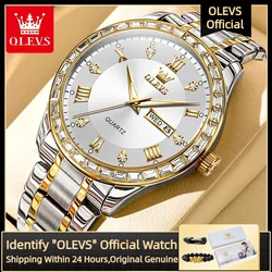 OLEVS 9906, reloj de cuarzo para hombre, moda clásica, reloj de negocios para hombre, resistente al agua, esfera de diamante de acero inoxidable, reloj de marca de lujo para hombre