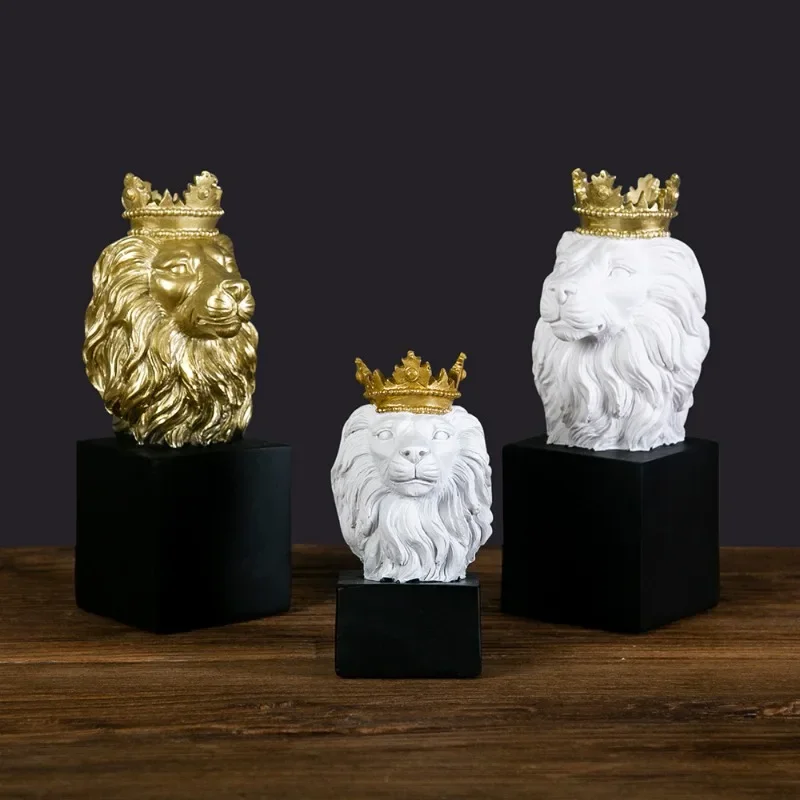 Resin Lion Decorations Statue for Home / Study / Living Room, Large Collectible Figures, TV Shelf / Art of