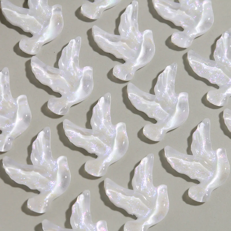 DIY Jewelry Findings Resin Cute Glitter Swallow Bird Shape Resin Cabochons Ornament Accessories Material Beads 50pcs 27*22mm