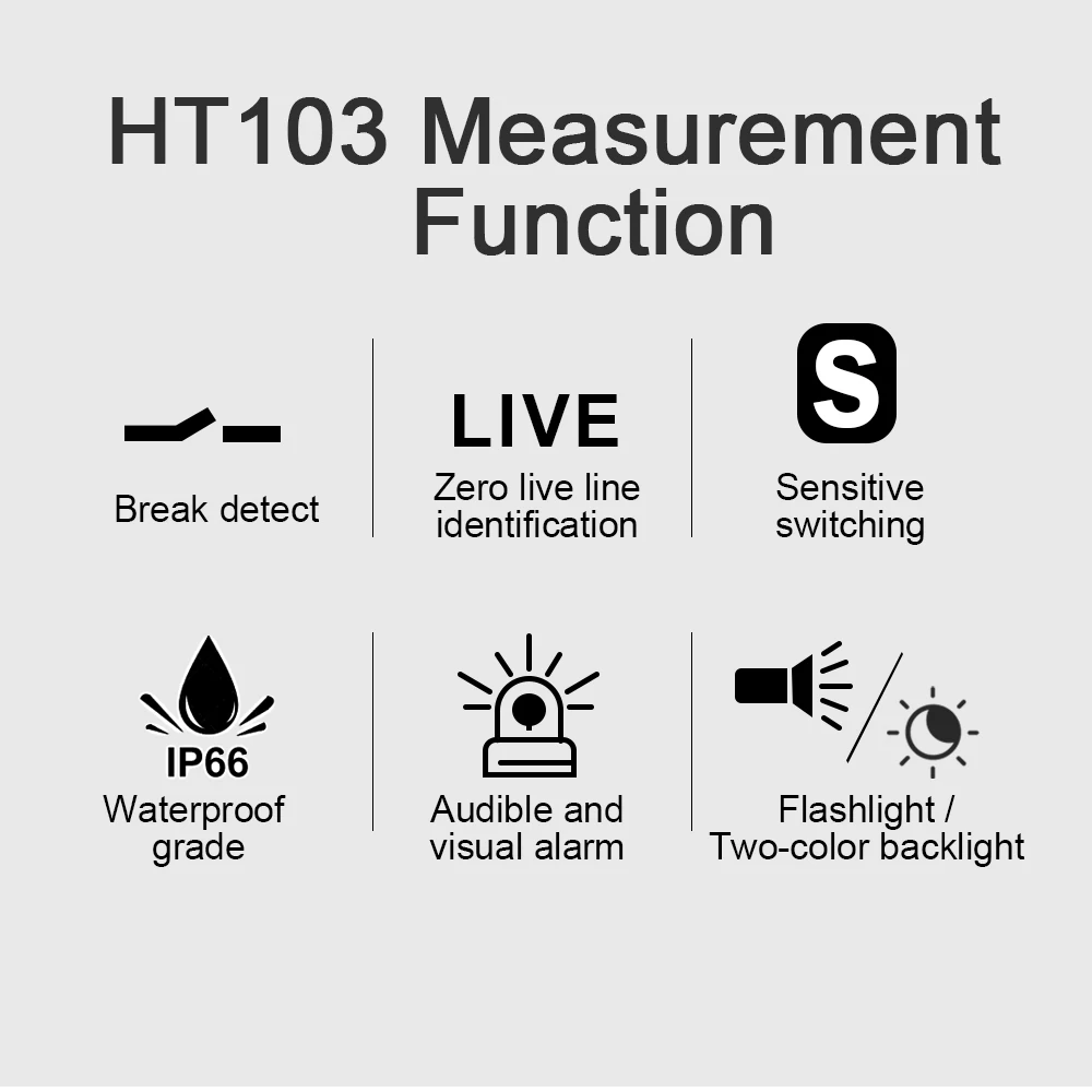 HABOTEST HT103 Spannungsprüfer 12-1000V Berührungsloser Wasserdichter Digitaler AC-Spannungsdetektor Elektrischer Tester mit LCD-Anzeige – Detail 3