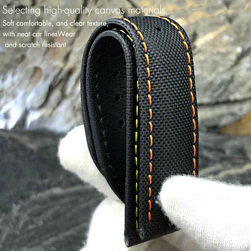 Nylon Cowhide Composite Watch band for Omega IWC SEIKO TISSOT MIDO Hamilton 19mm 20mm 21mm 22mm Breathable Canvas Colorful Strap