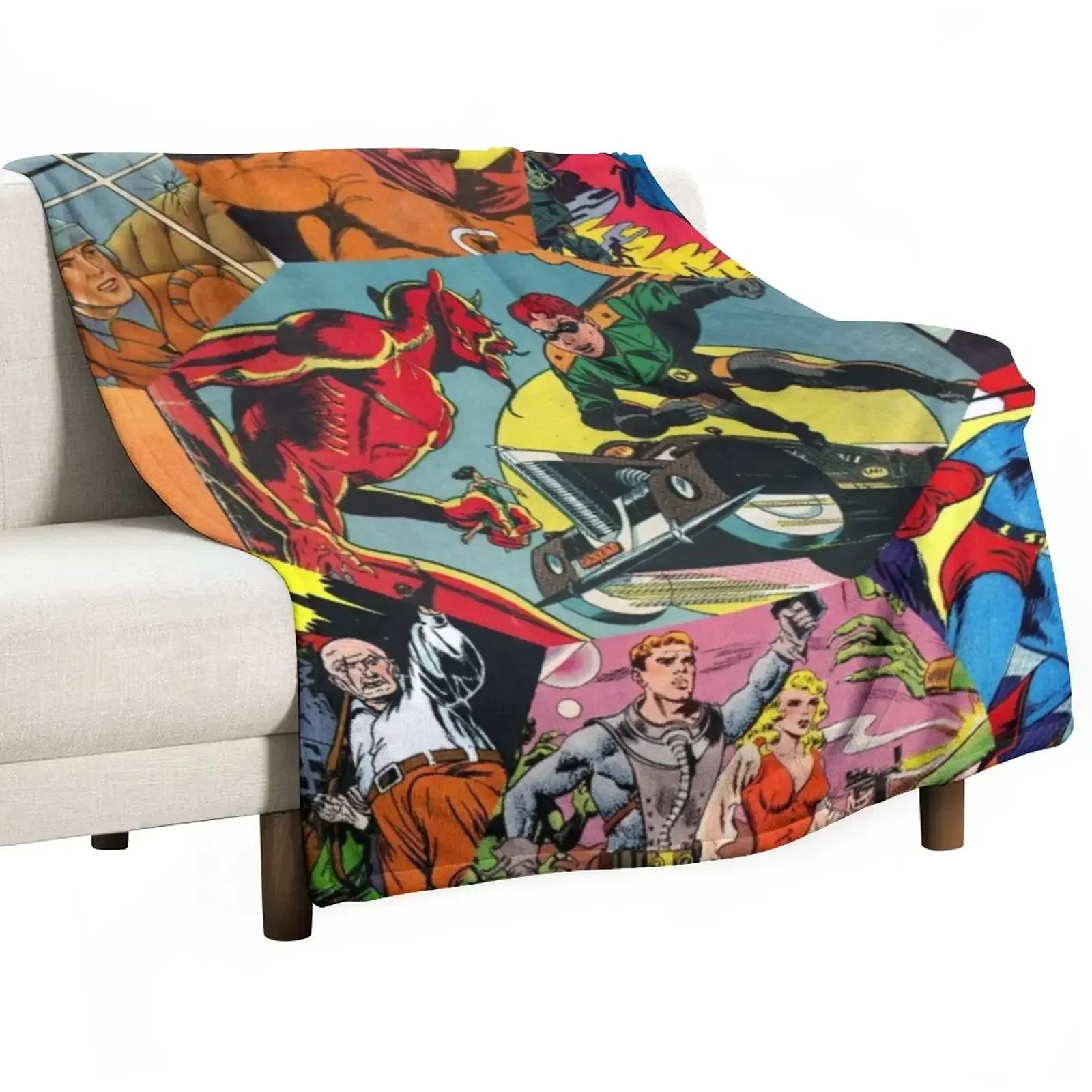 

Comic Book Collage Throw Blanket Polar Decorative Beds halloween Hairy Blankets