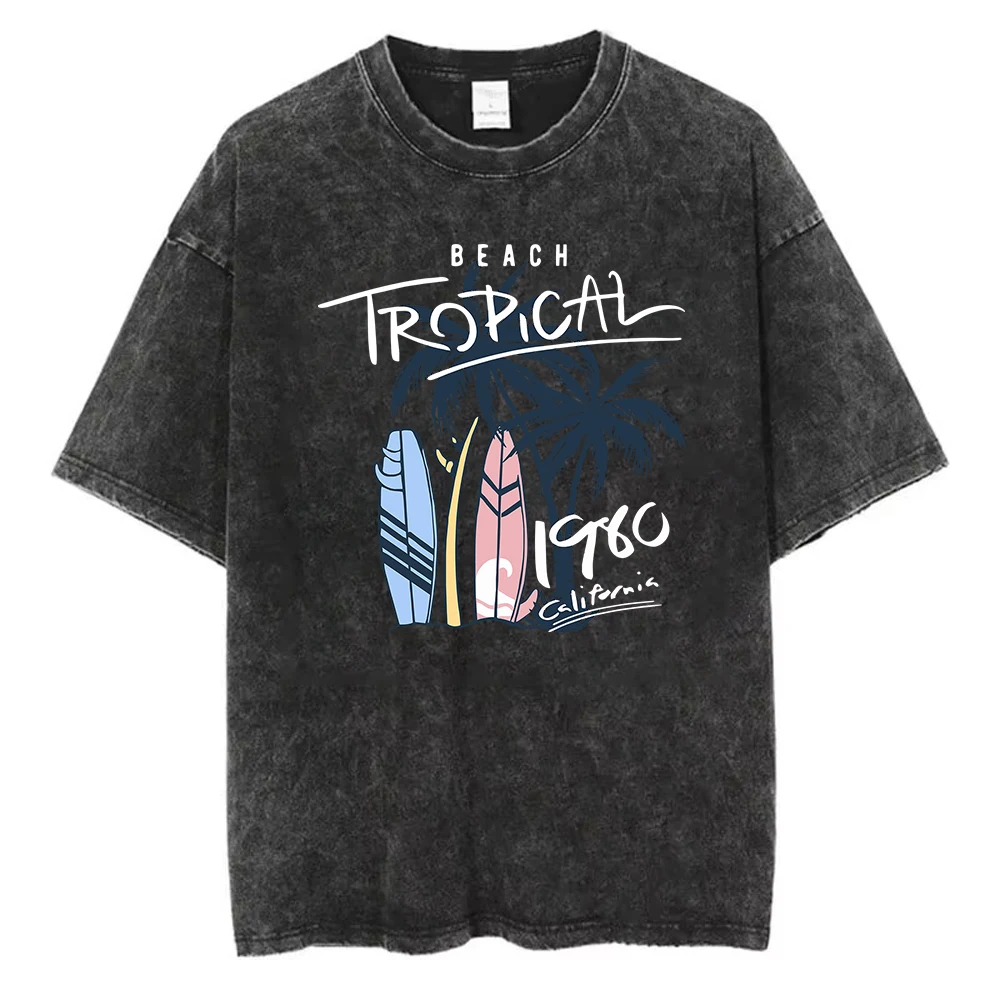 Camisetas de Algodón Lavado para Mujer, Estilo Holgado con Cuello Redondo, Estampado de Mariposa en Mitad de Color y Mitad Blanco y Negro, Ropa de Verano